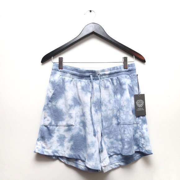 VINCE CAMUTO Shorts Tie-Dyed Drawstring High Rise in Blue Cloud - Picture 3 of 7